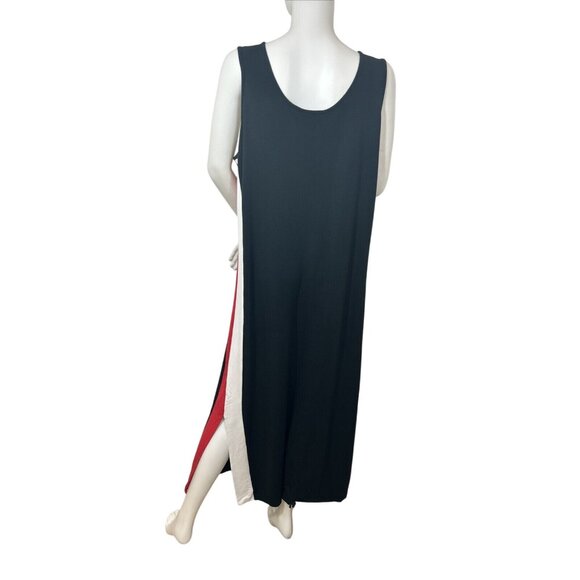 Attitudes by Renee Beach Dress XLP Black Red White Colorblock Maxi Sleeveless - Picture 3 of 8